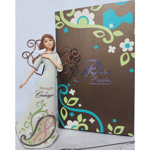 'Courage' Angel by Perfectly Paisley, 6" Angel Holding Bird with Wings, New